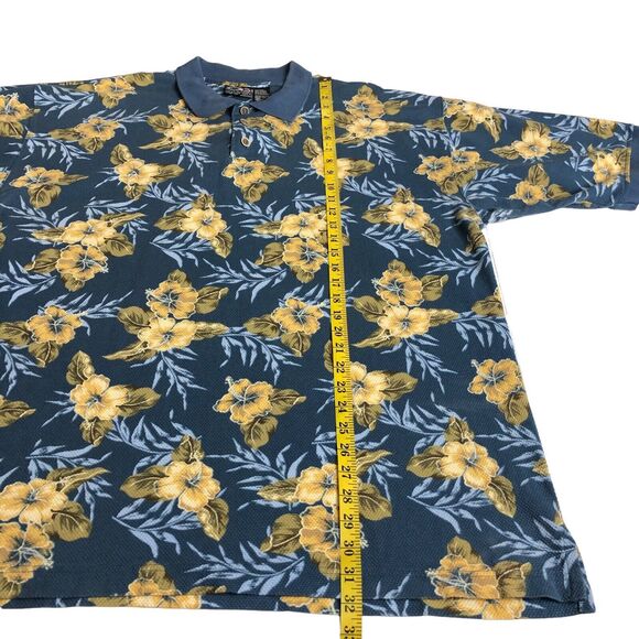 Vintage OP Sport Hawaiian Polo Shirt Mens XL Floral Retro Beach Aloha 90s Waffle - Picture 12 of 14